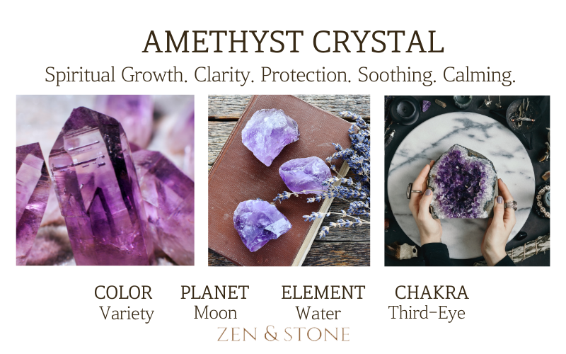 Amethyst Crystal: Protective + Healing + Crown Chakra
