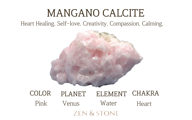 Mangano Calcite 5 powers, Mangano Calcite Color, Mangano Calcite Element and Chakra